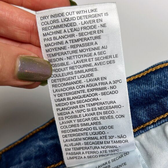 Levi's Premium 501 Cropped Straight Jeans Charleston Fun Blue Denim Raw Hem s 31 - Picture 14 of 15